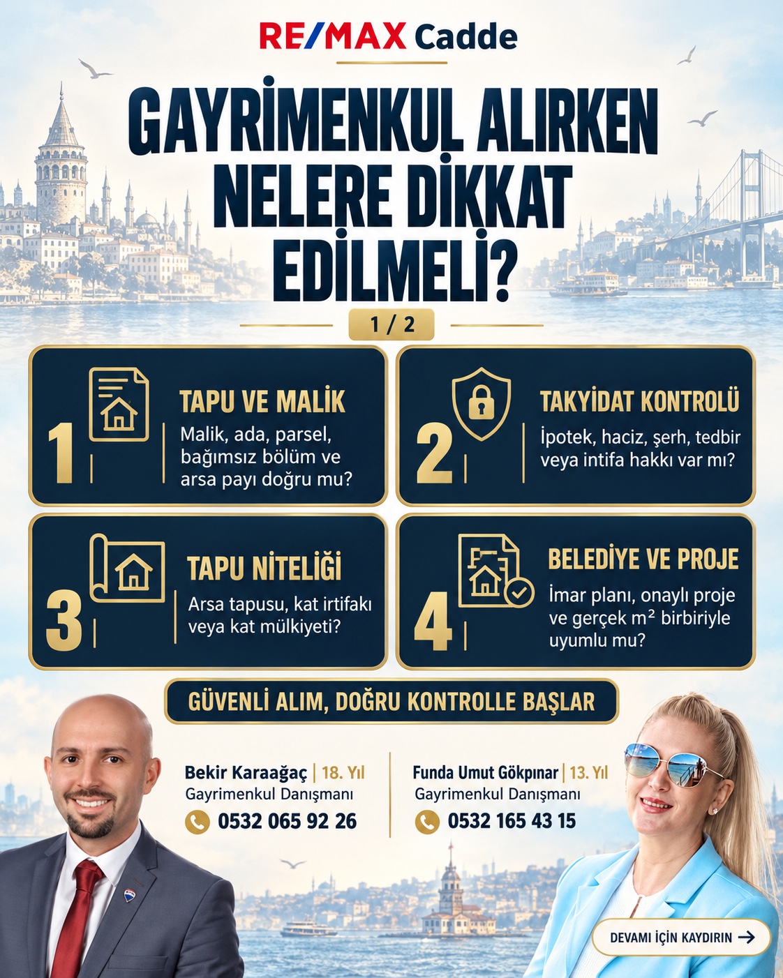 Gayrimenkul alırken tapu ve malik, takyidat, tapu niteliği ve belediye projesi için ilk dört kontrol